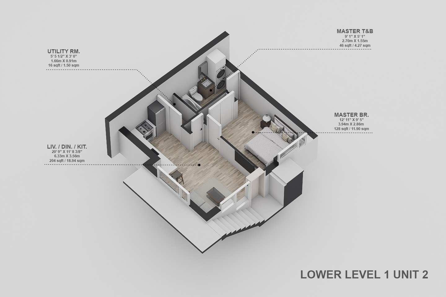 Unit 2 Lower Level floor plan