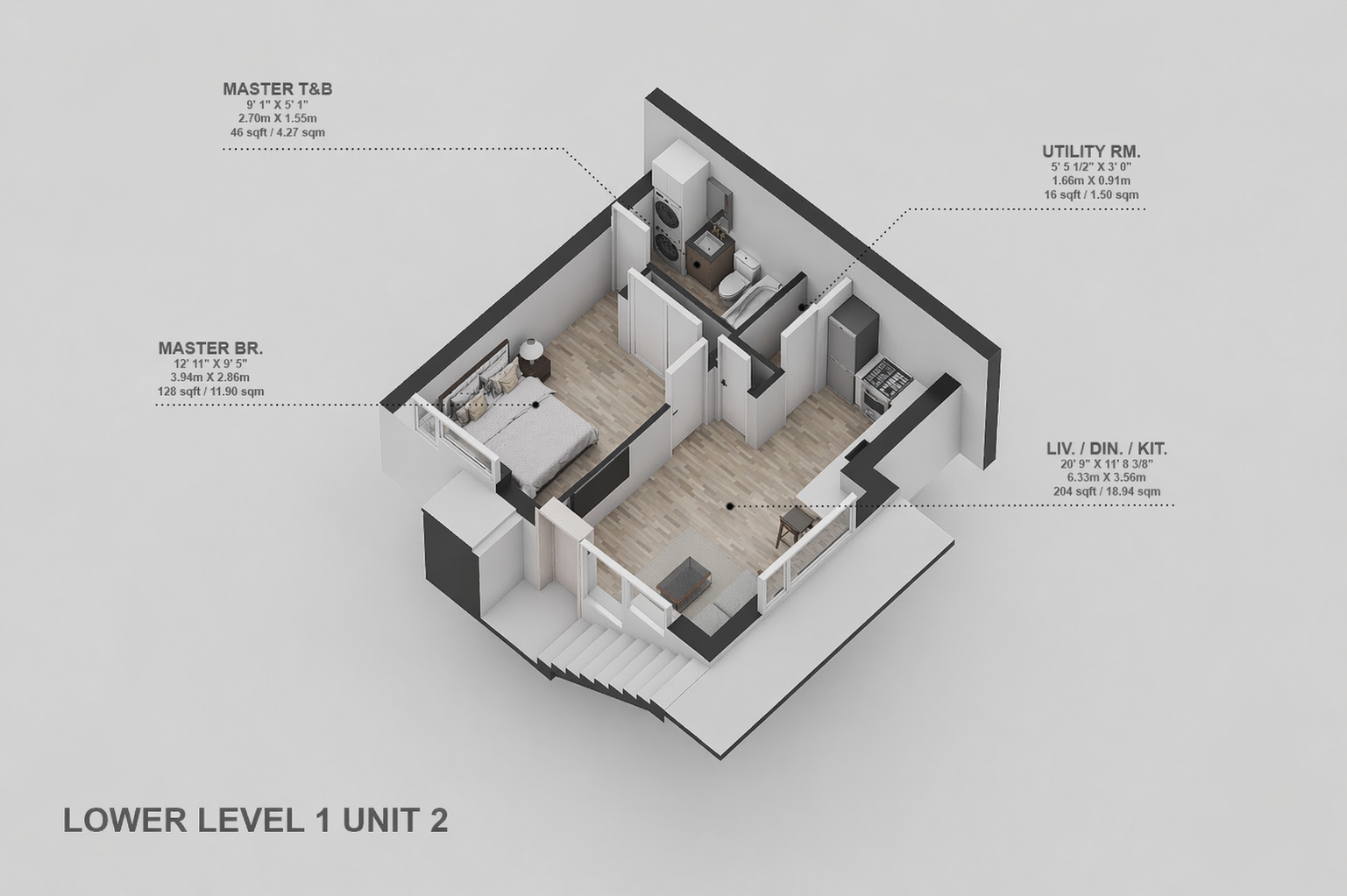 Unit 2 Lower Level floor plan