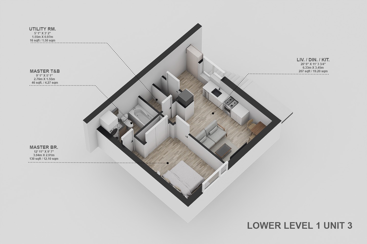 Unit 3 Lower Level floor plan
