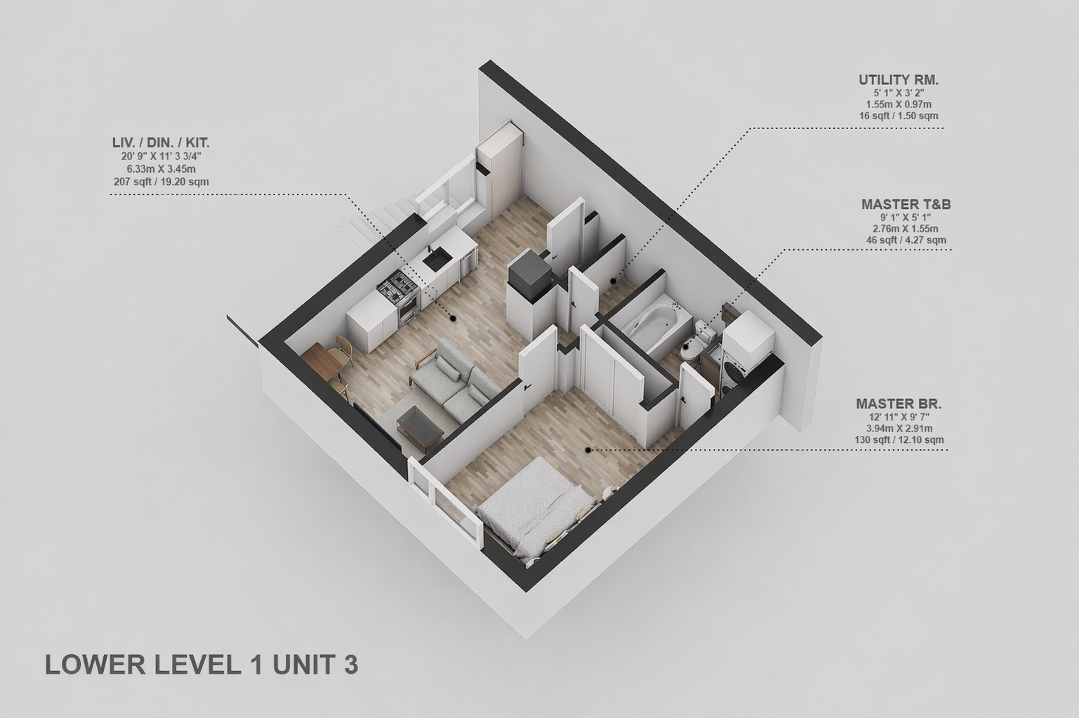 Unit 3 Lower Level floor plan